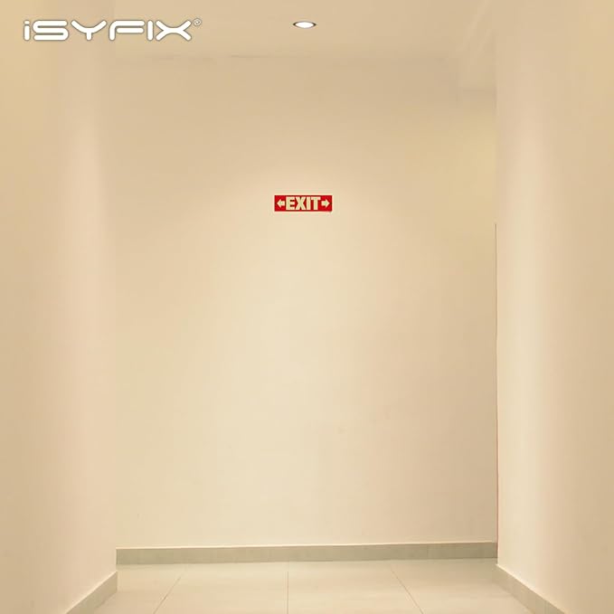 iSYFIX Exit Signs with Directional Right & Left Arrow, Glow in the Dark, Photoluminescent Aluminum 12x4 Inch - 2 Pack, Laminated for UV & Weather Resistance, Ideal for Offices, Schools, Theaters & More