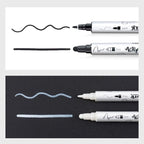 TRANSON 4 Black and 4 White Paint Markers Bold and Fine Dual-tip Acrylic Paint Marker Set for Rock Painting Glass Canvas Wood Leather Ceramic Painting