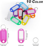 Key Tags, Key Labels, 10 Pack Plastic Key Tags with Ring and Label Window, Key Chain ID Tags/Identifiers for Name, Luggage, Bags, Backpack, 10 Colors