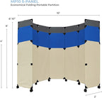 Versare MP10 Portable Folding Wall Partition | Economical 5 Panel Design | Portable Room Divider On Wheels | Adjustable, Freestanding Setup | Multiple Widths