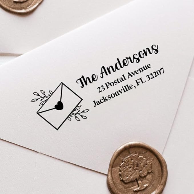 Custom Floral Address Stamp | Choose from 12 Designs | Multiple Ink Color Options | Envelope Return Address Stamp for Couple or Family (Design 3, Medium)