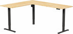 VIVO Electric Corner 75 x 63 inch L-Shaped Standing Desk, Memory Height Adjustment, Real Bamboo Top Black Frame, DESK-E3CTBO-75