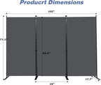 CHOSENM Room Divider, 3 Panel Folding Privacy Screens with Wider Support Feet, 6 Ft Portable Room Partition for Room Separator, 102" W X 71" H, Grey