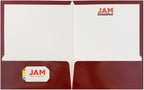 JAM PAPER Laminated Two Pocket Glossy School Folders - Letter Size - High Gloss Maroon Red - Bulk 100/Box