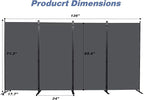 CHOSENM Room Divider, 4 Panel Folding Privacy Screens with Wider Support Feet, 6 Ft Portable Room Partition for Room Separator, 136" W X 71" H,Grey