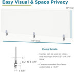 Desk Divider for Students and Desk Privacy Panel. Office Partitions and Ideal Cubicle Light Shield. Frosted Acrylic Clamp-on Desk Partition - 60” W x 22”H Divider