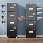 METAN 4 Drawer File Cabinet on Wheels, Lockable Metal Filing Cabinet with Handle and Name Card for Office Home,Assembly Required,Black