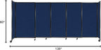 Versare Straightwall Sliding Portable Wall Partition | Freestanding Office Dividers | Locking Wheels | Temporary Room Separator | 11'3'' Wide x 5' Tall Navy Blue Fabric Panels