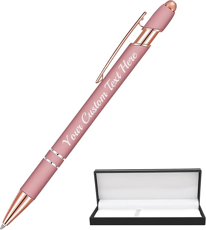 Personalized Ballpoint Pen 1pcs, Custom Pens Free Engraved Bulk with Name Logo, Soft Black Ink Stylus with Touch Metal Office, Gift for Anniversaries, Graduations, Birthdays