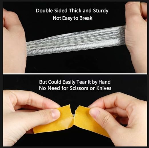 MILEQEE 2Pack Double Sided Tape Heavy Duty, 1in x 164FT (328FT Total), Extra Large Universal High Tack Mounting Tape, Strong Wall Adhesive Strips Fiberglass Mesh, Sticky Clear Tape, Poster Decor