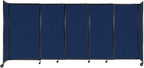 Versare Straightwall Sliding Portable Wall Partition | Freestanding Office Dividers | Locking Wheels | Temporary Room Separator | 11'3'' Wide x 5' Tall Navy Blue Fabric Panels