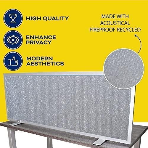 OBEX Acoustical Free Standing Privacy Screen, Cubicle Accessories Desk Privacy Panel, Desk Dividers for Office, Office Furniture Partitions Portable Sound Proof Dividers, 24" x 60", Overcast