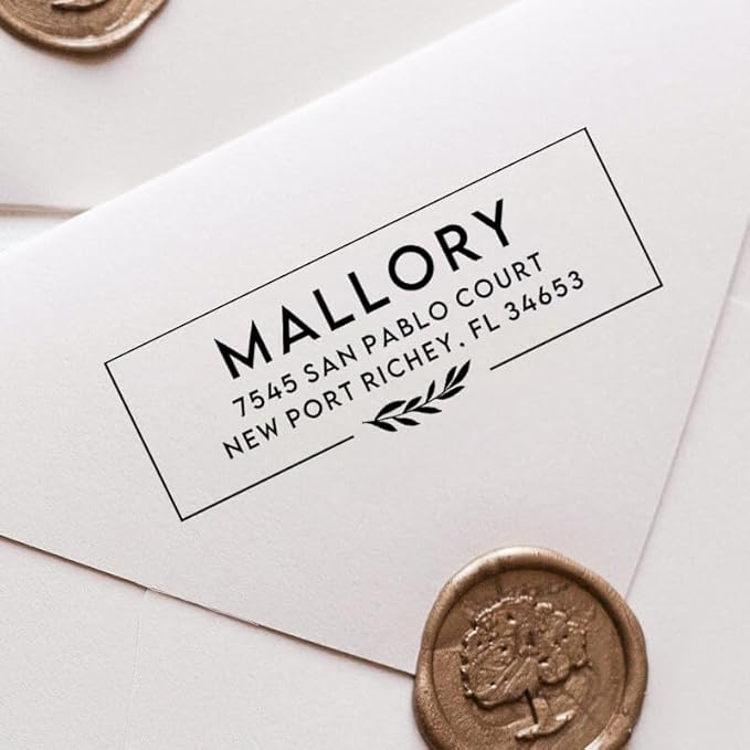 Custom Floral Address Stamp | Choose from 12 Designs | Multiple Ink Color Options | Envelope Return Address Stamp for Couple or Family (Design 1, Medium)