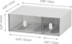 OSteed Desktop Drawers, Desk Organizer with 2 Drawers & Upright Handles, Stackable Plastic Storage Box for Home Collection, Cosmetics, Office Supplies (Tall Layer, White & Clear)