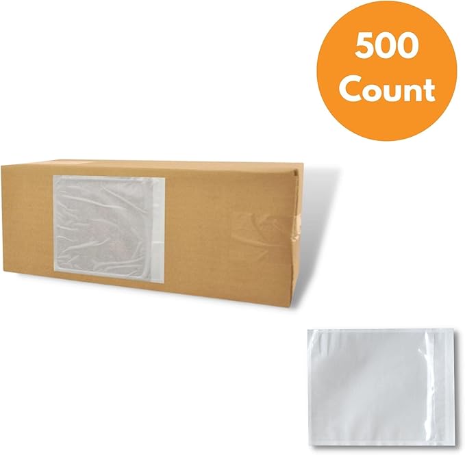 PSBM 500 PCS 10 x 12 Inch Clear Blank Packing List Envelopes, Shipping Documents Pouches/Sleeves for Mailing Labels, Invoices, Documents and Packing Slips