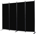 CHOSENM Room Divider, 4 Panel Folding Privacy Screens with Wider Feet, 6 Ft Portable Room Partition for Room Separator, Room Divider Panel 88" W X 71" H, Partition Room Dividers Freestanding，Black