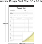 (2-Pack) Thank You Receipt Book - 5.5" x 8.5" Cardboard 2-Part Carbonless Sales Invoice Book, 100 Sheets Invoice Pad with Cardboard for Small Business
