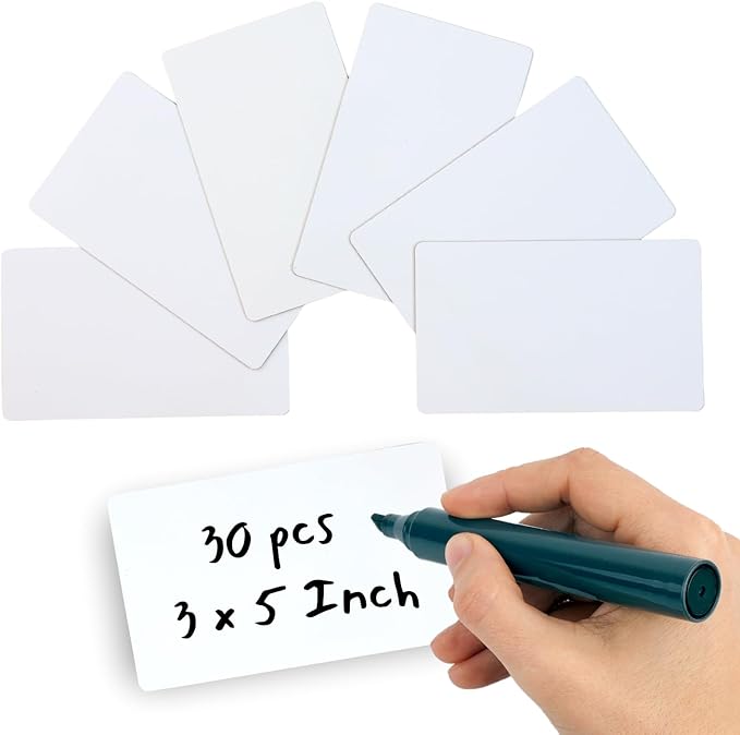 Availey 30 Pieces (5 x 3) - White Magnetic Dry Erase Labels - Reusable Strips for Classroom Home Office Garage Refrigerator Blank Writable Erasable Cards Name Tags Students Locker Shelf