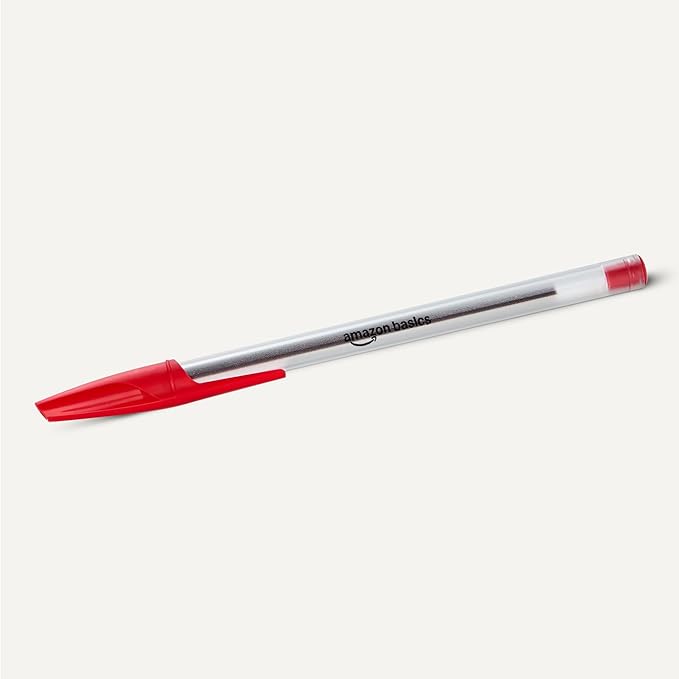 Amazon Basics Ballpoint Pens, 1.0mm, Red, 36 Pack