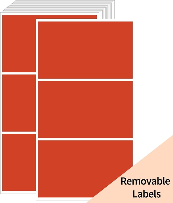 STARLIBOO Removable Colored Labels Stickers, 3X5 Inch Removable Large Label Stickers for Moving Boxes and Storage Bins- Waterproof- Tear Resistant (Red)