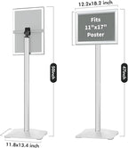 INNOVSIGN 3Packs Heavy Duty Adjustable Pedestal Poster Sign Stand, 11x17 Aluminum Open Floor Standing Sign Holder for Vertical and Horizontal View Display, Silver