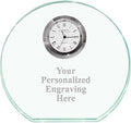 Crown Awards Personalized Jade Horizon Crystal Clock – Premium Jade Crystal Desk Clock with Custom Engraving