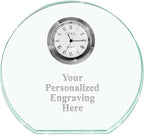Crown Awards Personalized Jade Horizon Crystal Clock – Premium Jade Crystal Desk Clock with Custom Engraving