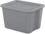 (4 pack) 18 Gallon Plastic Storage Bin with Snap-On Lid, Gray - Durable Stackable Container for Home, Garage & Office Organization
