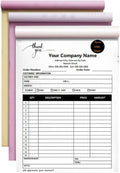 Custom Carbonless Sales Invoice Form Books for Small Business, Personalized NCR 3-Part Receipt Book with Carbon Copies, Cover Add Company Name, Address and Number Printed