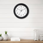 Presentime & Co. 8.5" Modern Farmhouse Essential Wall Clock, Silent Non Ticking, Black Color. (Wall Clock for Office, Home, Bathroom, Kitchen, Bedroom, and School)