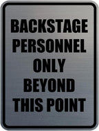 Portrait Round Backstage Personnel Only Beyond This Point Door or Wall Sign Easy Installation | Music | Concert | Festivals Sign (Brushed Silver) - Large