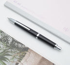 JINHAO 20 Press Fountain Pen, Retractable Capless Resin Pen with Ink Converter (F Nib 0.5mm, Bright Black)