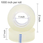 OWLKELA 12 Rolls Transparent Tape Refills, Clear Tape, All-Purpose Transparent Glossy Tape for Office, Home, School