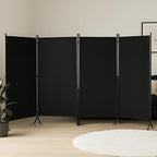Proman Products - Galaxy 4 Panel Section Privacy Folding Screen Divider, Water Repellent Fabric Room Divider with Black Powder Coated Metal Frame for Indoors or Outdoors (Black)