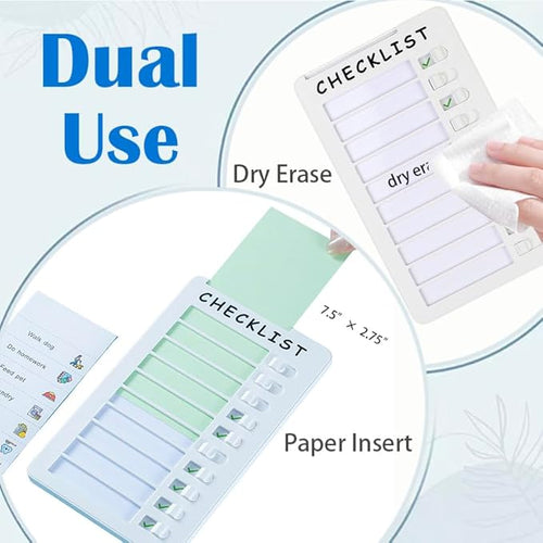 2-Pack Magnetic Dry Erase Checklist Board – Reusable Whiteboard Task Planner with Sliding Checkmarks, Includes Cards & Mounting Tape
