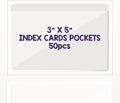 Clear Adhesive 3" x 5" Index Card Pockets With Top Open Loading, 50 Pack, Plastic Labels Holders for Storage Bins and Library, Ideal for Organizing and Protecting Your Cards