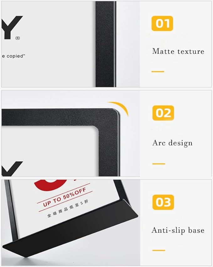 ECKEK Carbon Steel Sign Holder, Menu Displays Double Sided, Table Top Sign Stand (T Shape Black A4 210×297mm/8.27×11.69 inches)