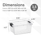 Superio Clear Storage Boxes with Lids, 3.4 Quart Plastic Container Bins for Organizing, Stackable Crates, BPA Free, Non Toxic, Odor Free, Organizers for Home, Office, School, and Dorm