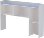 OSCHF Wooden Desktop Hutch Bookshelf - Free Standing Desk Storage Shelf with Top Edge for Computer Desk, Desktop Bookcase for Dorm, Home or Office, Countertop Organizer, White, 53.2"
