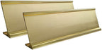 2" x 8" Aluminum Desk Name Plate Holder, Office Business Desk Sign Holder Desktop 2 Pack (Yellow Gold)