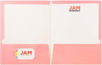 JAM PAPER Laminated Two Pocket Glossy School Folders - Letter Size - High Gloss Baby Pink Pastel - Bulk 50/Box