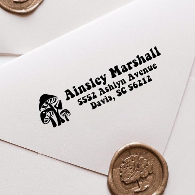 Custom Floral Address Stamp | Choose from 12 Designs | Multiple Ink Color Options | Envelope Return Address Stamp for Couple or Family (Design 12, Large)