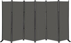 MAYOLIAH 6 Panel Folding Privacy Screen 9ft Wide, 6ft Tall Partition Room Divider Portable Office Walls Dividers Room Separator, Grey