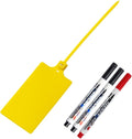 400Pcs Plastic Seals Shipping Label Tags, Writable Marker Big Sign Tie for Logistics, 255mm Total Length Self Locking Inventory Waterproof Tag Fastener with 3 Marker Pen (Yellow)