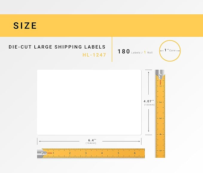 HOUSELABELS Compatible with DK-1247 Replacement Roll for Brother QL Label Printers; 180 Large Shipping Labels; 4.07" x 6.4" (103mm*163mm) - 6 Rolls