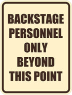 Portrait Round Backstage Personnel Only Beyond This Point Door or Wall Sign Easy Installation | Music | Concert | Festivals Sign (Ivory/Dark Brown) - Medium