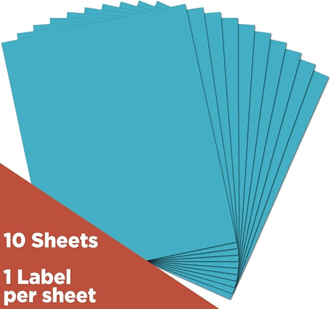 JAM PAPER Full Sheet Shipping Labels - Printable Sticker Paper - 8 1/2 x 11 - Blue - 10 Full Pages/Pack