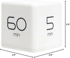 mooas Cube Timer (White), Timers Cube Flip Block Timers Productivity Gravity Sensor Time Management for Kids ADHD Classroom Kitchen Desk Workout Cooking Study 5, 15, 30, 60 min Timer Setting