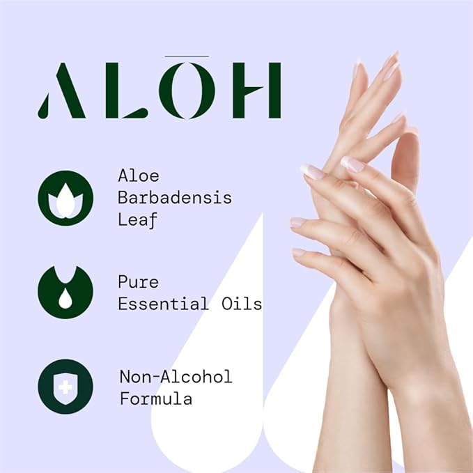 ALŌH Peppermint Eucalyptus + Aloe Sanitizing Hand Wipes - Clean Hands, Clear Mind On The Go Sanitizer for Kids and Adults - Travel Size 3 Pack 20ct Wipes (60 Wipes)