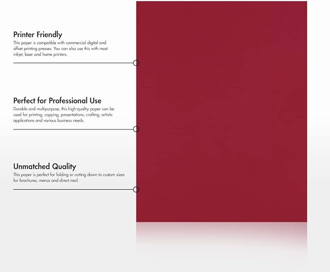 LUXPaper 8.5" x 11" Paper | Letter Size | Garnet Red | 80lb. Text | 500 Qty